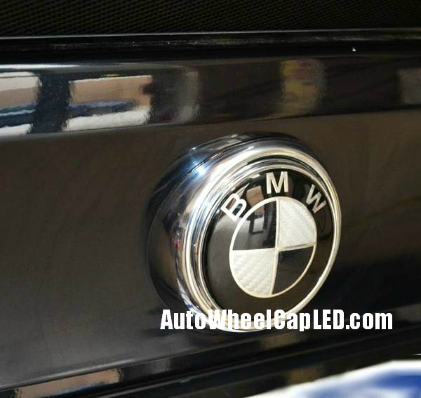 BMW Black White Carbon Fiber 82mm Hood Trunk Emblem Roundel Badge 2Pins 