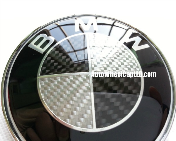 BMW Carbon Fiber Black White OEM Trunk Emblem Roundel Badge 74mm 2Pins 