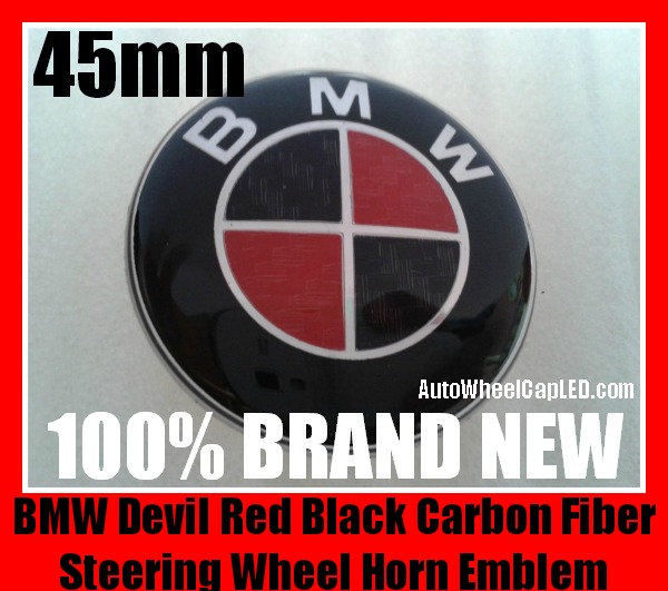 BMW Carbon Fiber Red Black Wheel Center Caps 68mm Steering Horn 45mm Hood  82mm Trunk 74mm Emblems 7Pcs Bonnet Boot Roundels Badges Full Set 