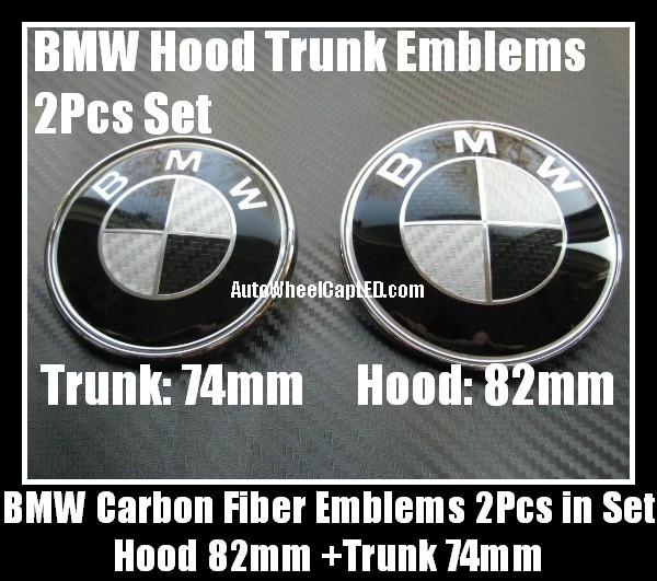 Compatible with BMW Emblem Bonnet Badge Hood Trunk 82mm 74mm Skull