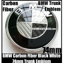 BMW Carbon Fiber Black White OEM Trunk Emblem Roundel Badge 74mm 2Pins