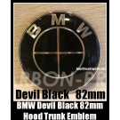 BMW e60 Full Devil Black 82mm Hood Trunk Emblems Badge Roundel Bonnet Boot M5 550i 545i 540i 530i 525i Aluminium Alloy 2Pins