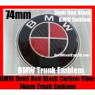 BMW 325xi Red Black Carbon Fiber 74mm Trunk Emblems Boot  Badges Roundels 2000-2005 2Pins