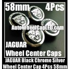 Jaguar Black Chrome Silver 58mm Wheel Center Caps Emblems 4Pcs Set XF XK XJ F X Type XJS XJ6 XJ8 XJX J8 XK8 XK8