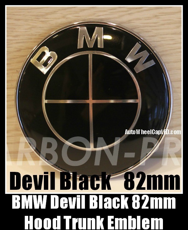BMW e36 Full Devil Black Hood Trunk Emblem Badge 82mm 330xi 328xi 325xi 323i New 2Pins