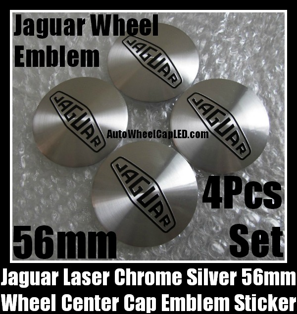 Jaguar Black Chrome Silver 56mm Wheel Center Caps Emblems Stickers 4Pcs ...